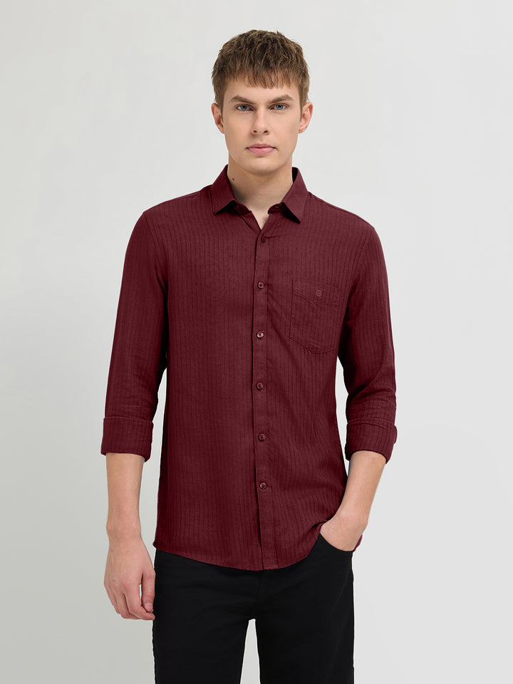 Velvet Red Solid Casual Shirt