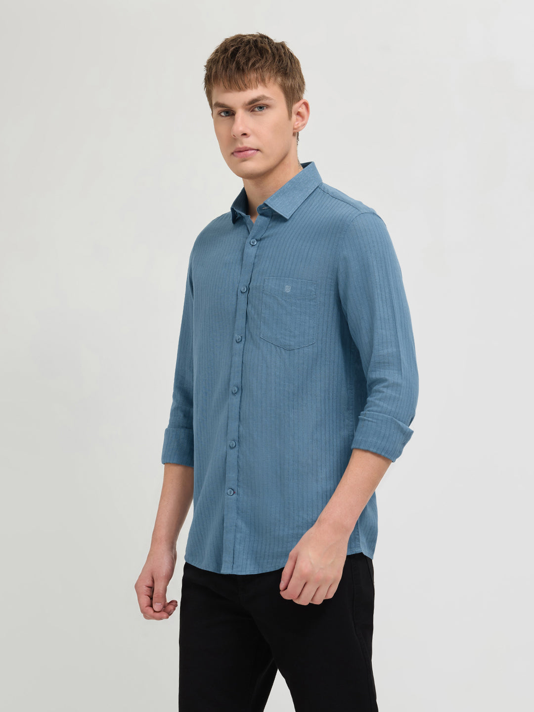 Thunder Blue Solid Casual Shirt