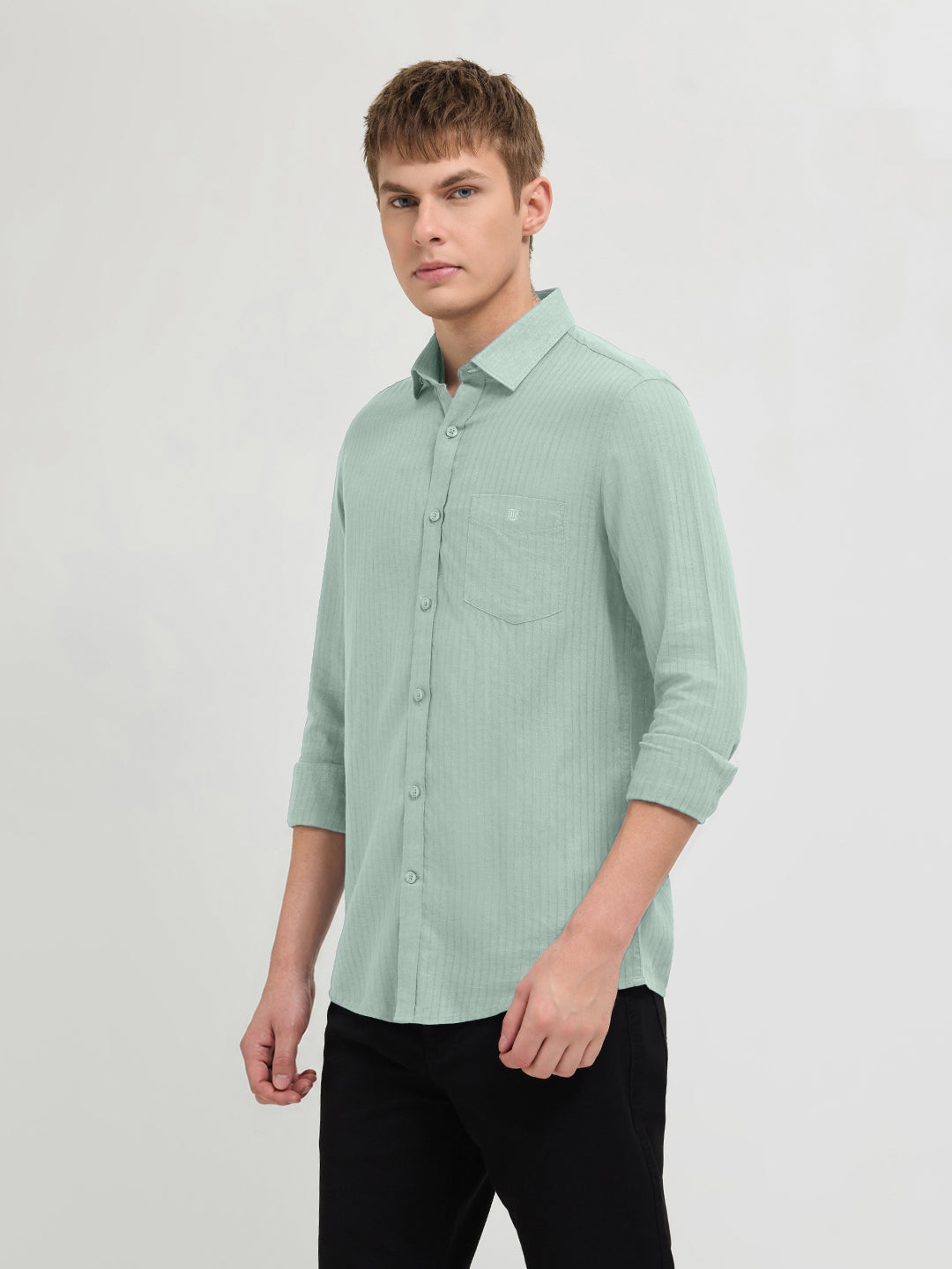 Grass Green Solid Casual Shirt