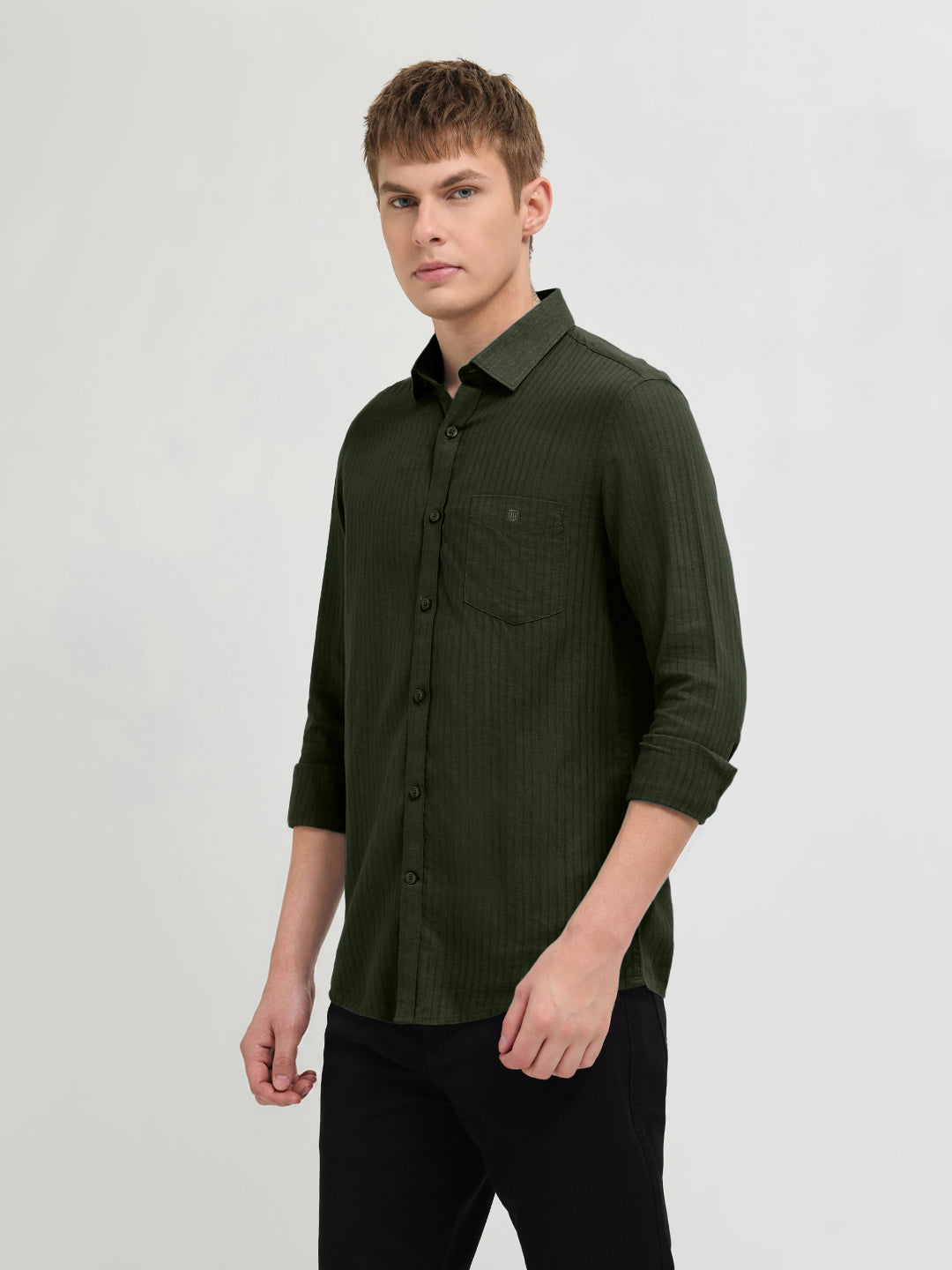 Palm Green Solid Casual Shirt