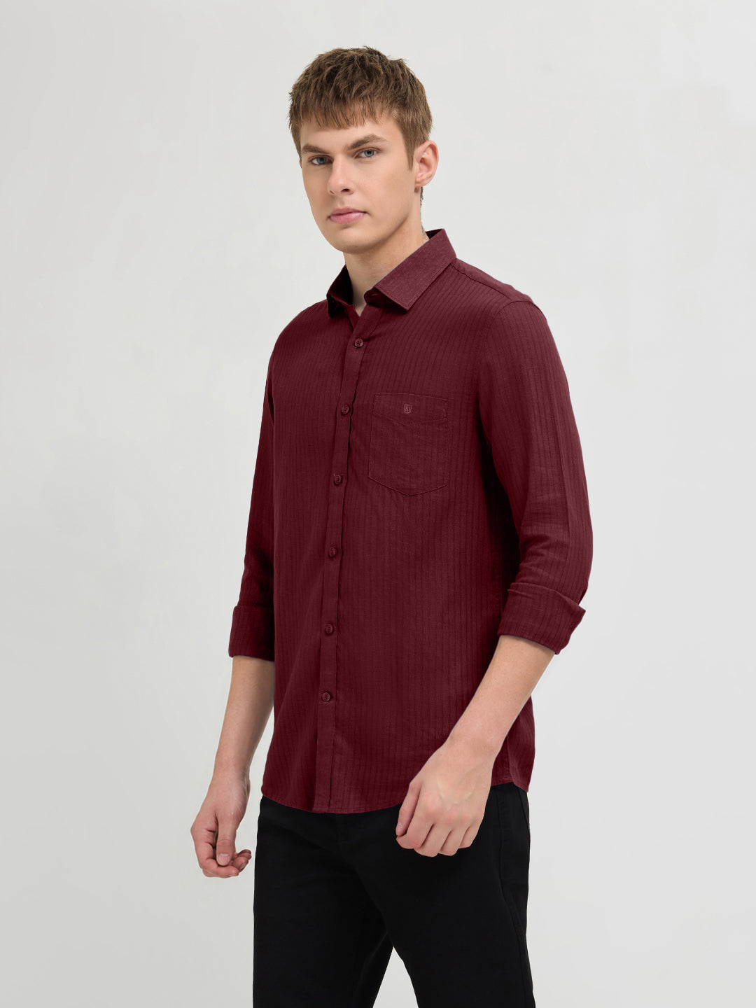 Velvet Red Solid Casual Shirt