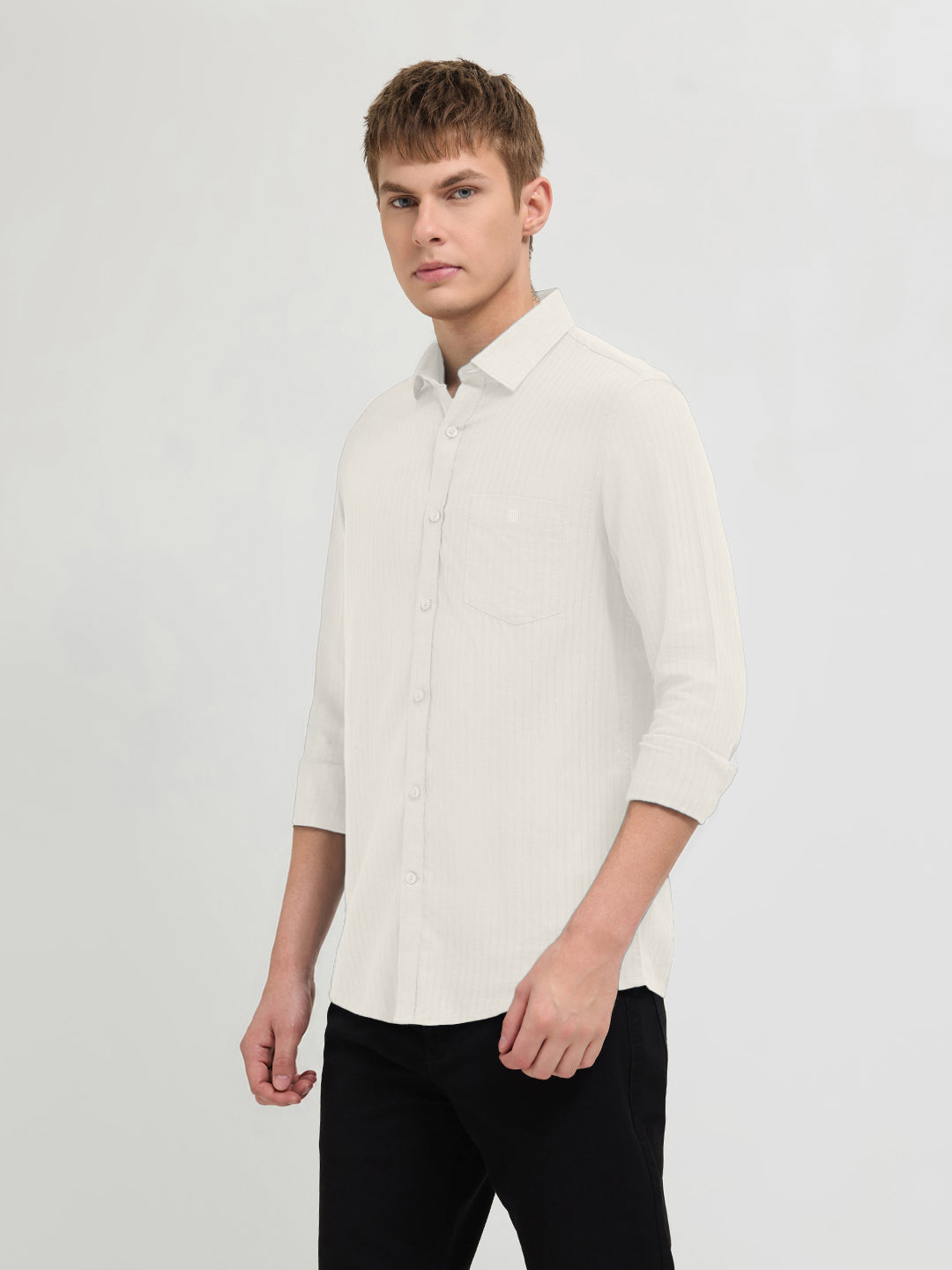 Frost White Solid Casual Shirt