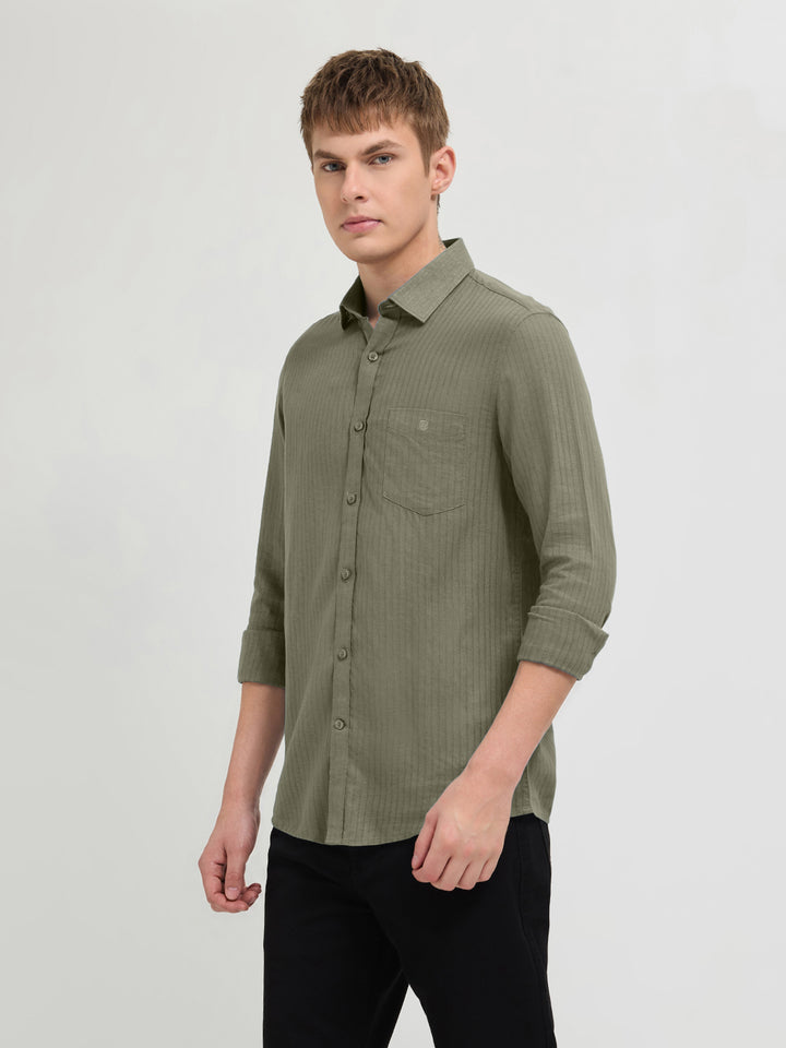 Dark Olive Solid Casual Shirt