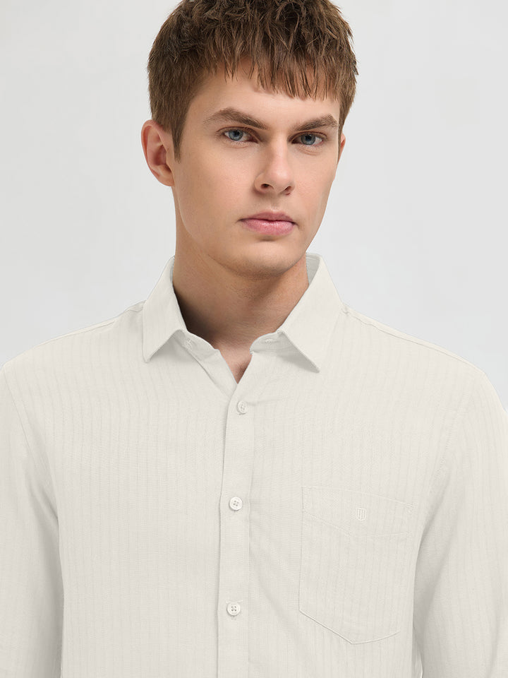 Frost White Solid Casual Shirt