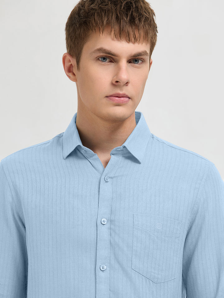 Soft Blue Solid Casual Shirt