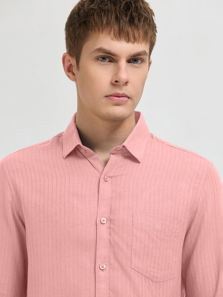 Creamy Peach Solid Casual Shirt