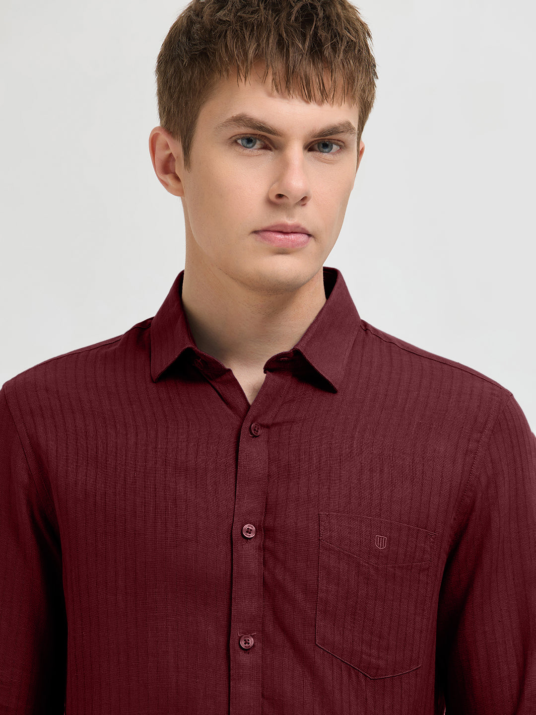 Velvet Red Solid Casual Shirt