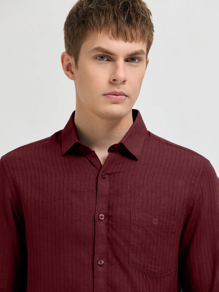 Velvet Red Solid Casual Shirt