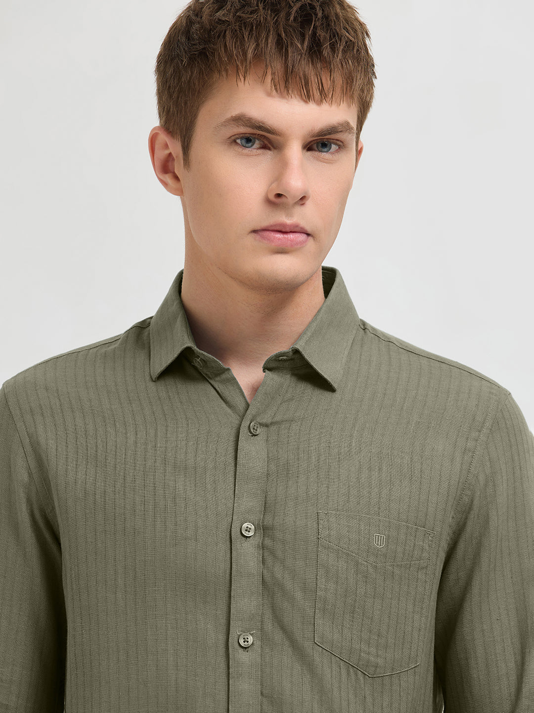Dark Olive Solid Casual Shirt