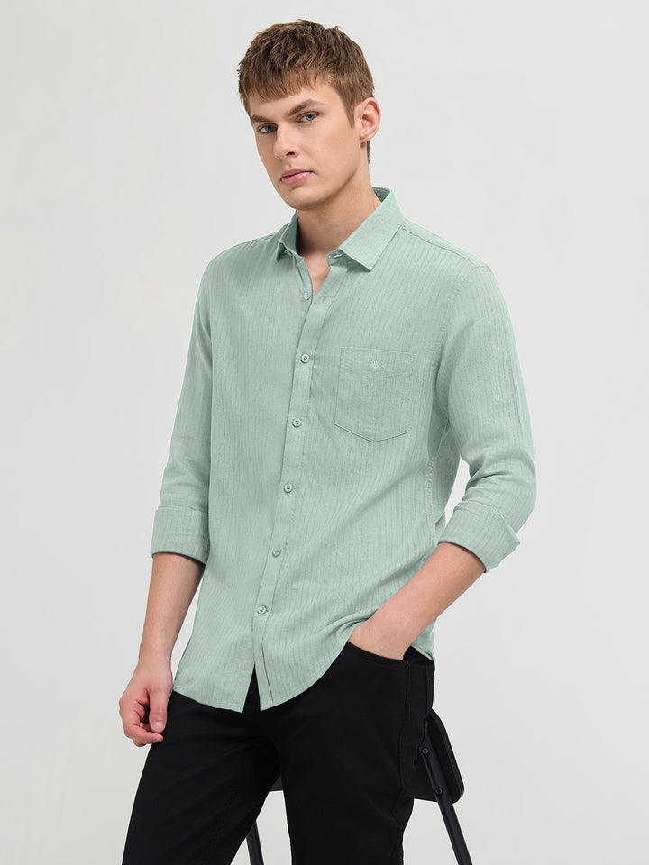 Grass Green Solid Casual Shirt