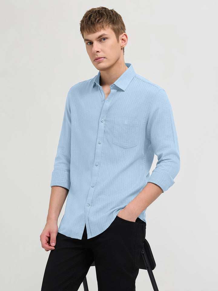 Soft Blue Solid Casual Shirt