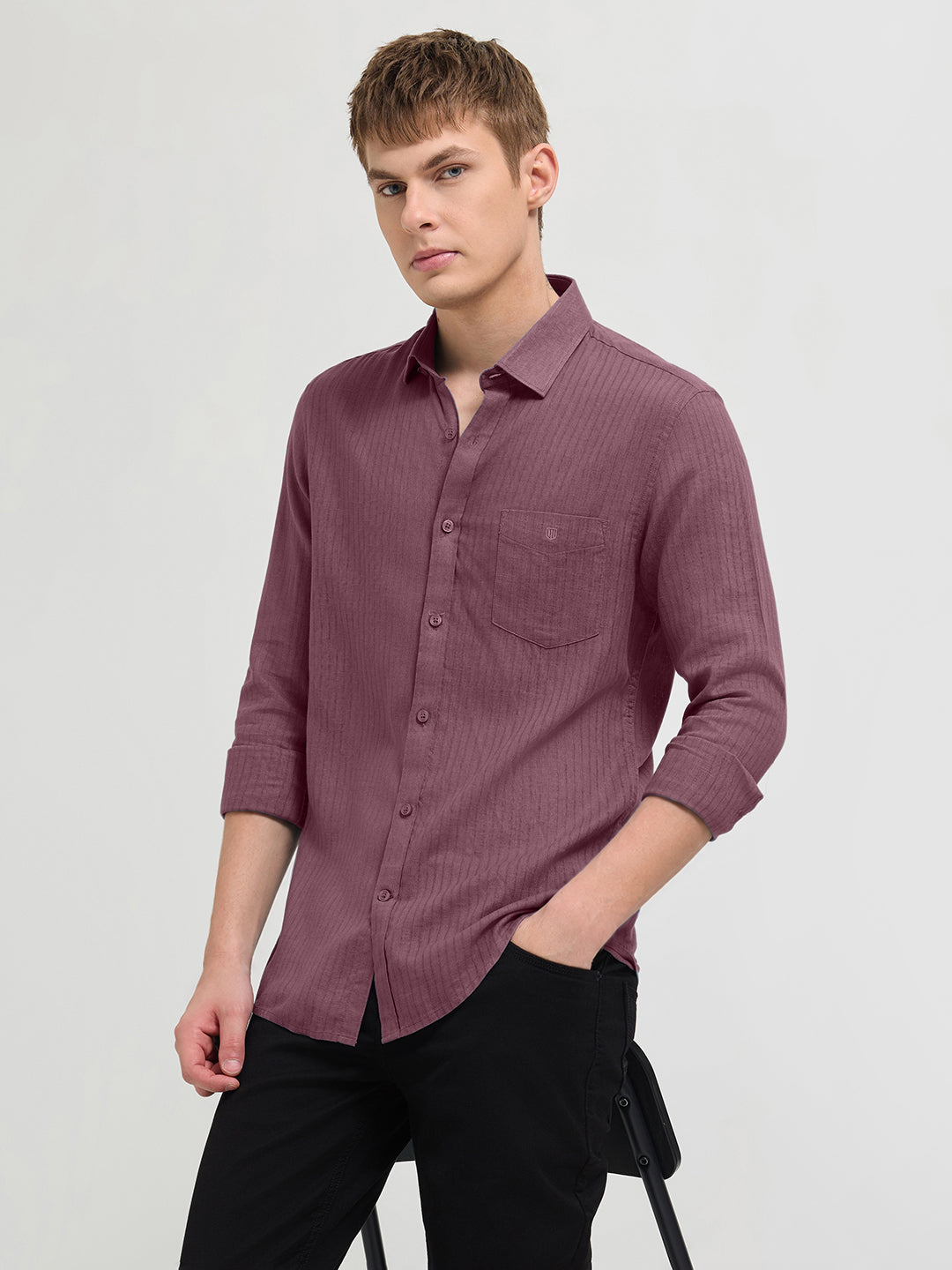 Rustic Plum Solid Casual Shirt
