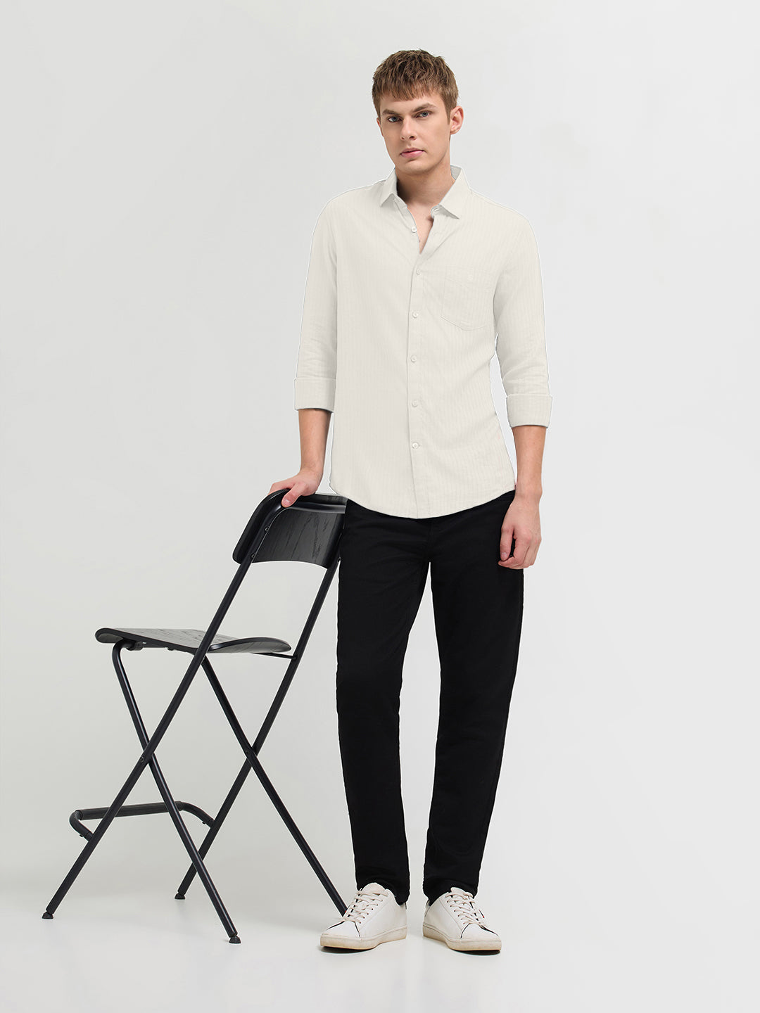 Frost White Solid Casual Shirt