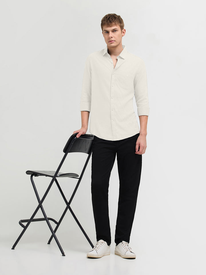 Frost White Solid Casual Shirt