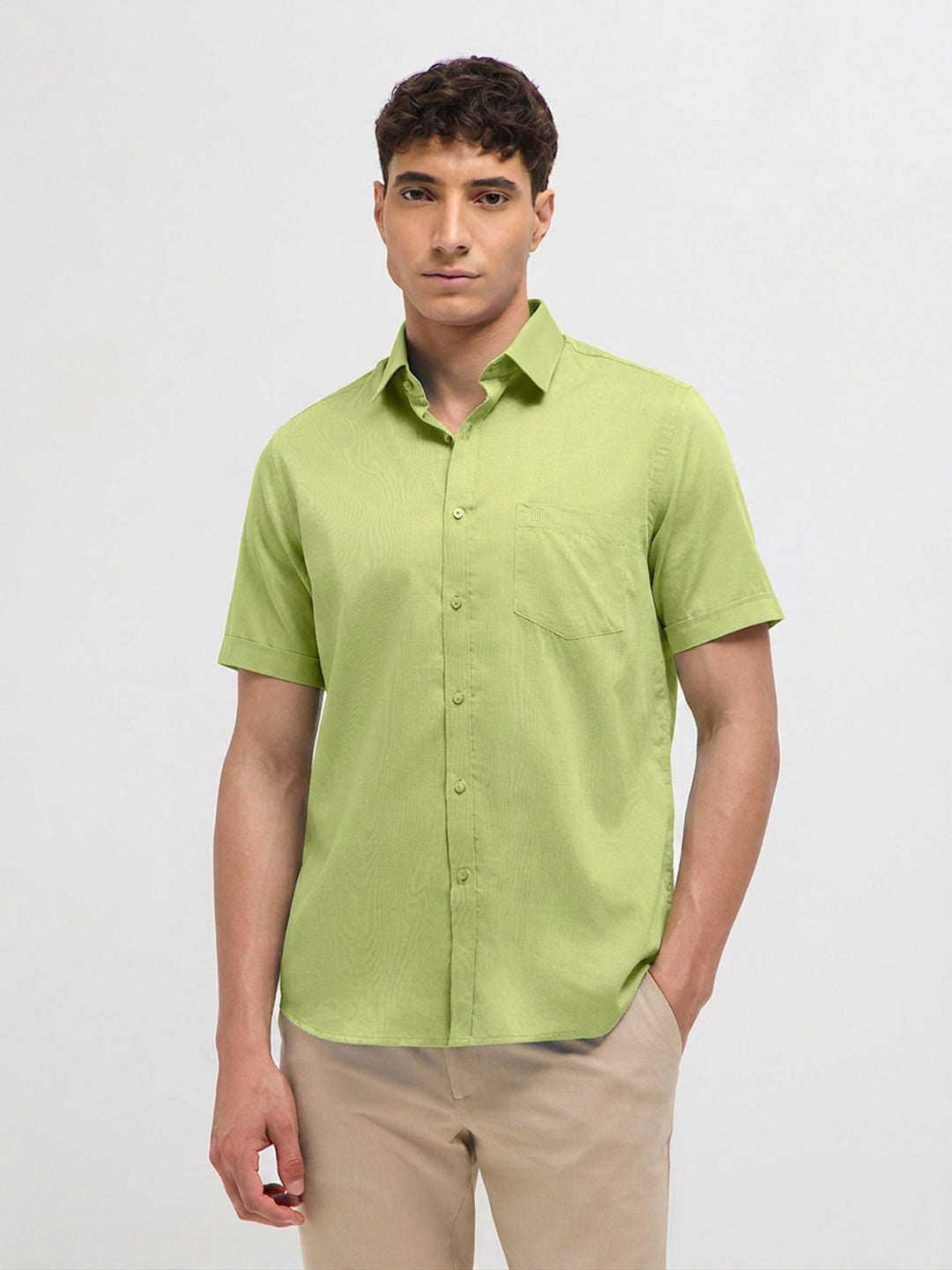 Pastel Green Solid Formal Shirt