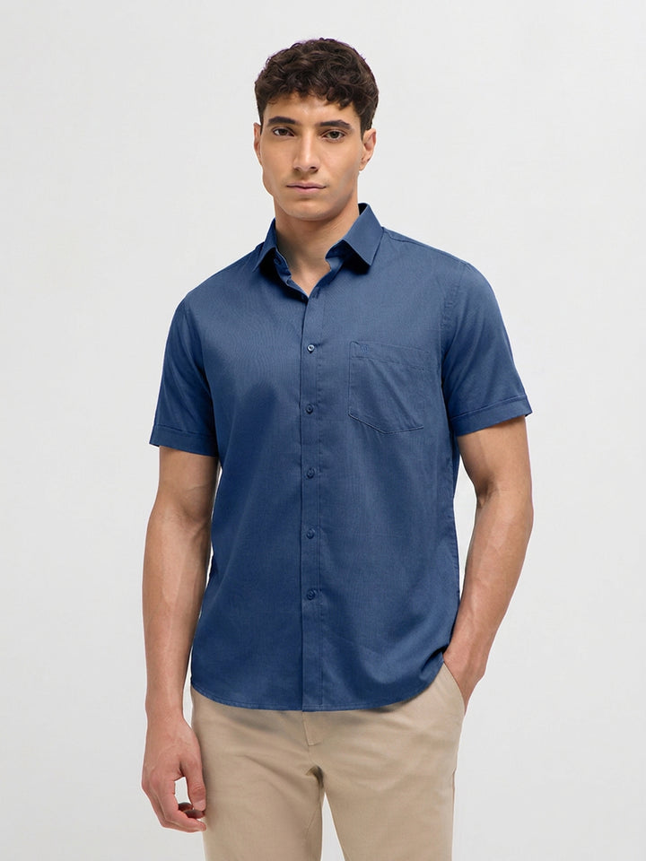 Indigo Blue Solid Formal Shirt