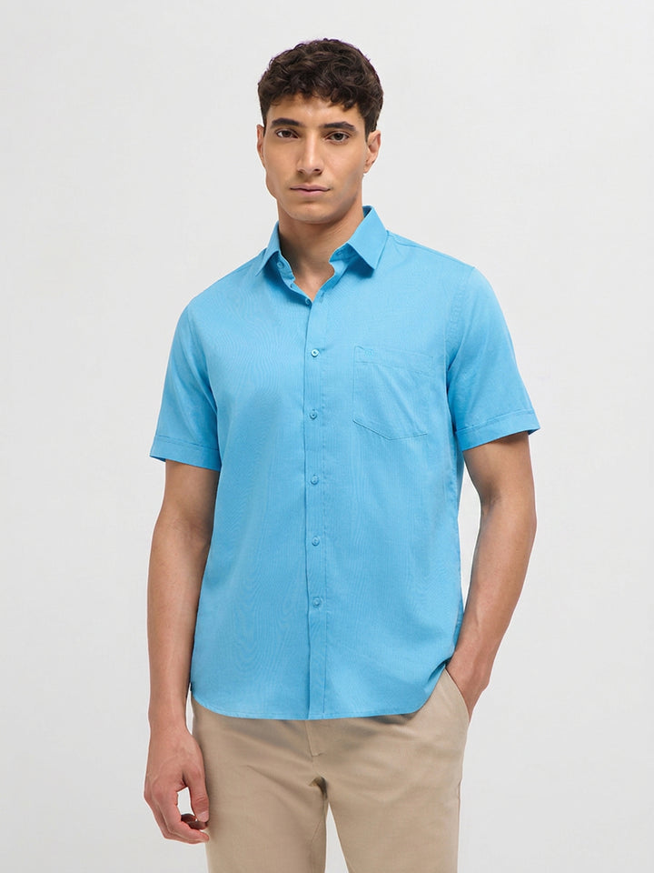 Sky Blue Solid Formal Shirt