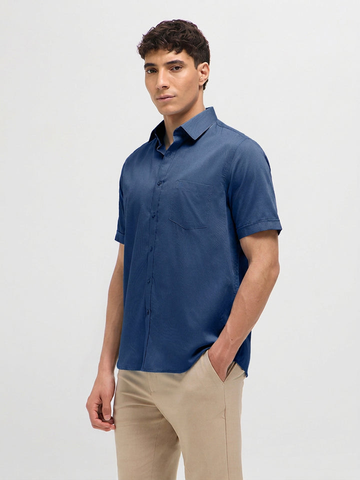 Indigo Blue Solid Formal Shirt