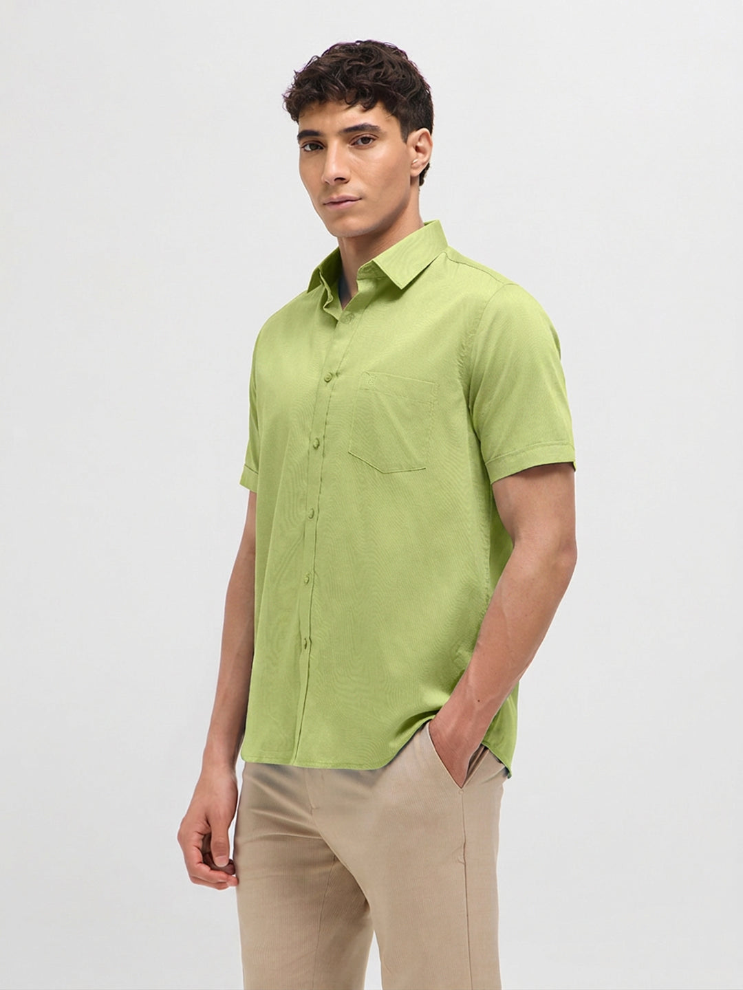 Pastel Green Solid Formal Shirt