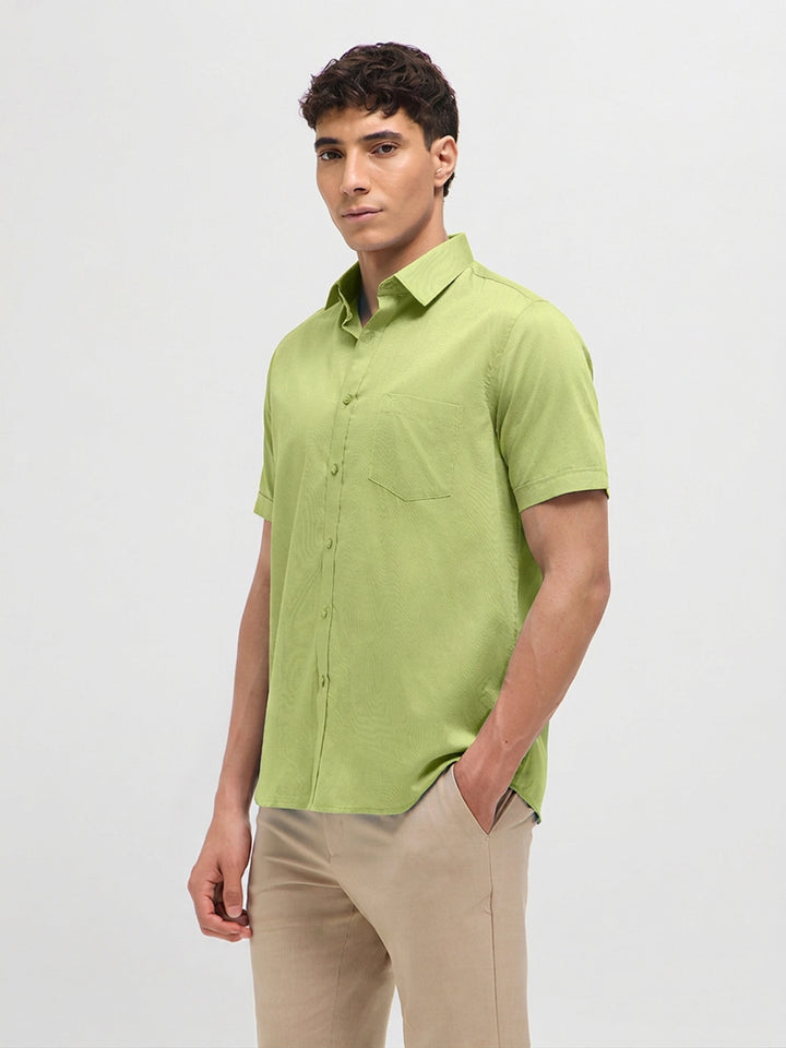 Pastel Green Solid Formal Shirt