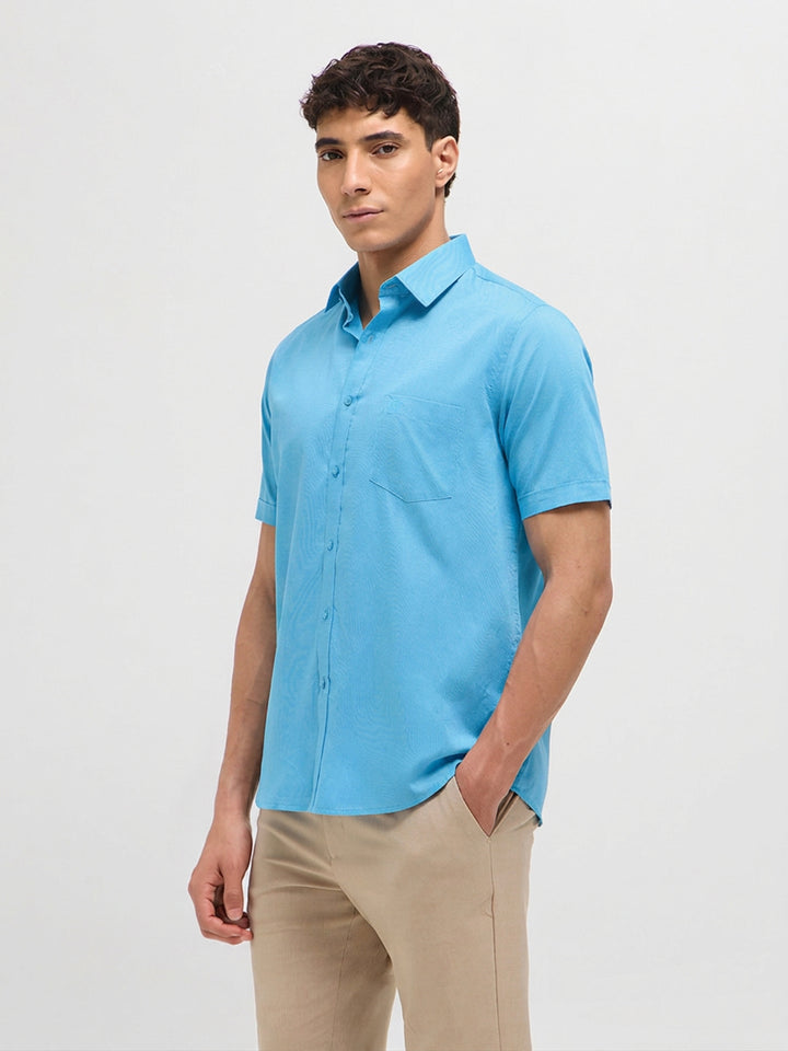 Sky Blue Solid Formal Shirt