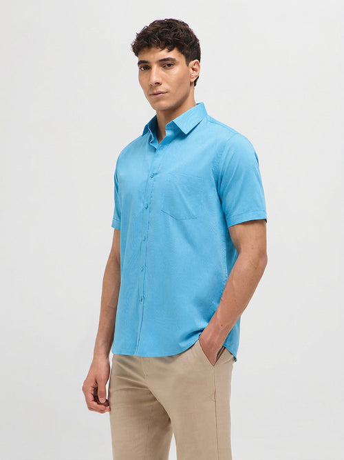 Sky Blue Solid Formal Shirt