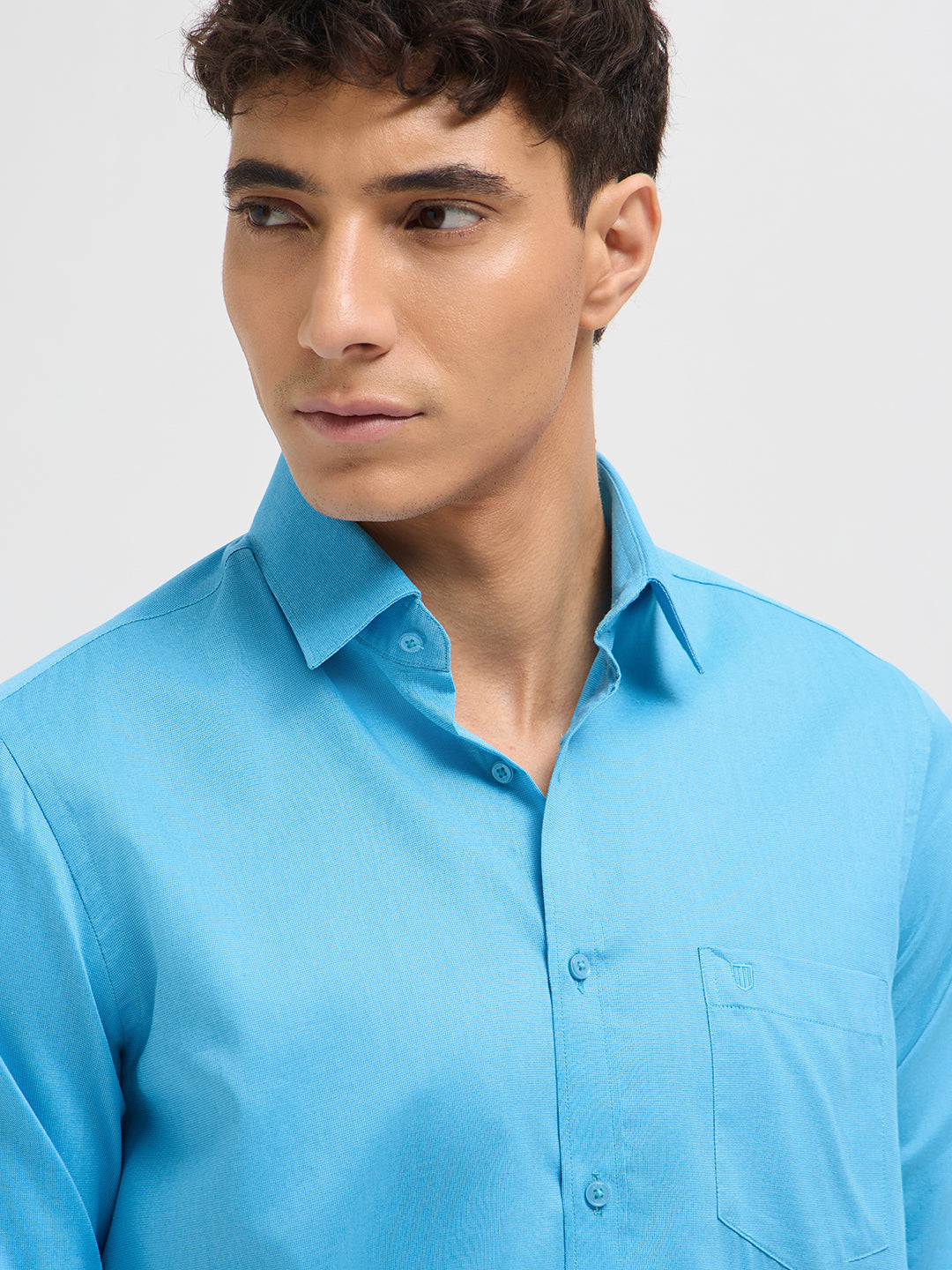Sky Blue Solid Formal Shirt