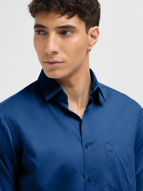Muted Dusty Blue Solid Formal Shirt