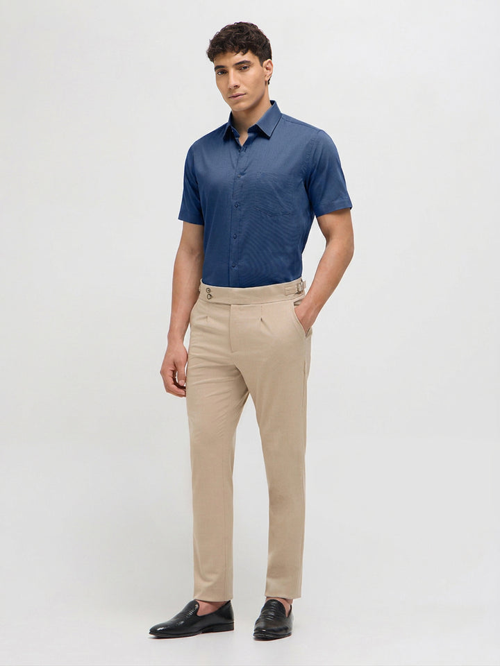 Indigo Blue Solid Formal Shirt