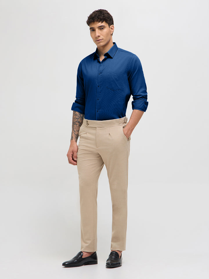 Muted Dusty Blue Solid Formal Shirt