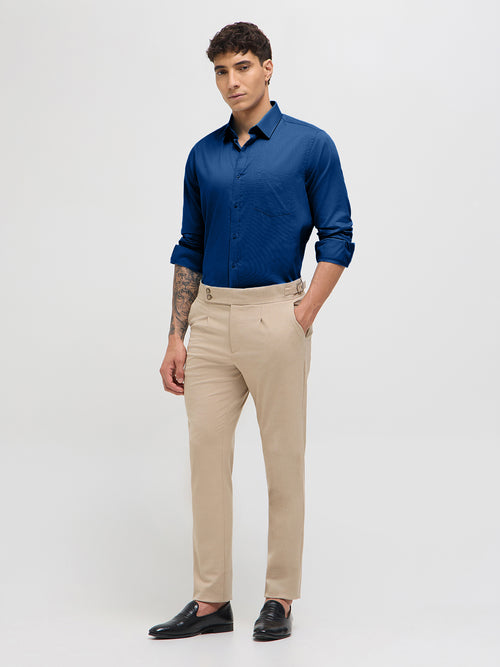 Muted Dusty Blue Solid Formal Shirt