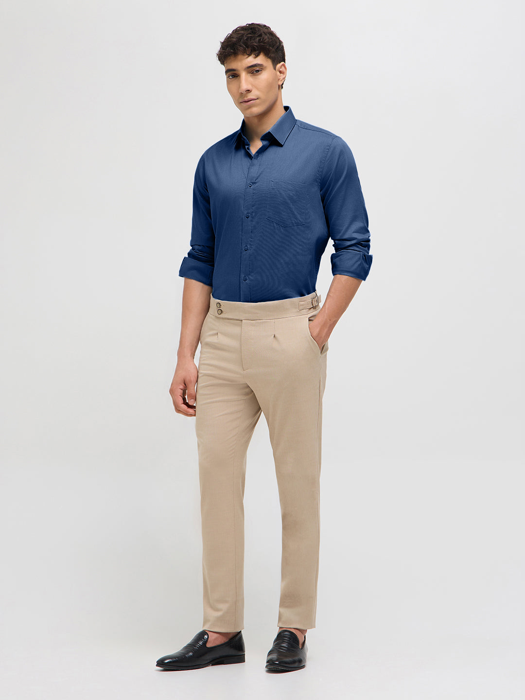 Indigo Blue Solid Formal Shirt