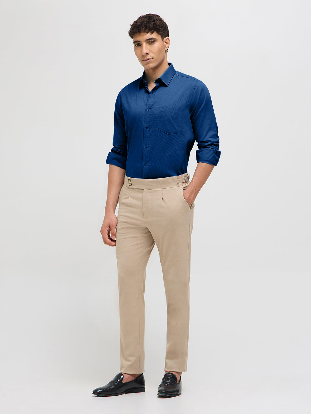 Muted Dusty Blue Solid Formal Shirt