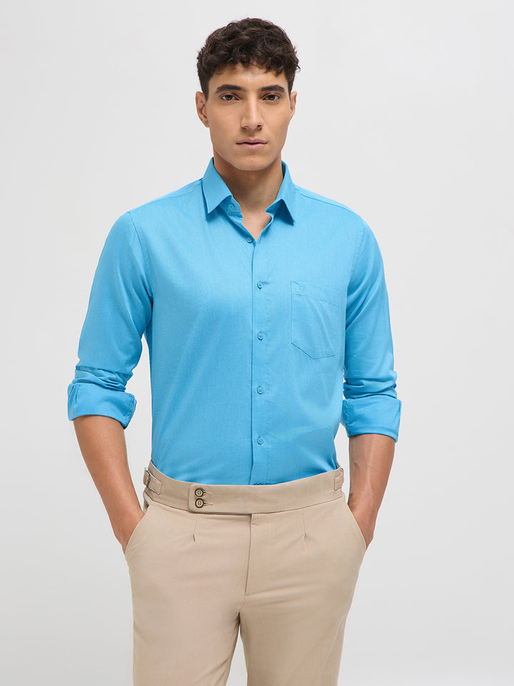 Sky Blue Solid Formal Shirt
