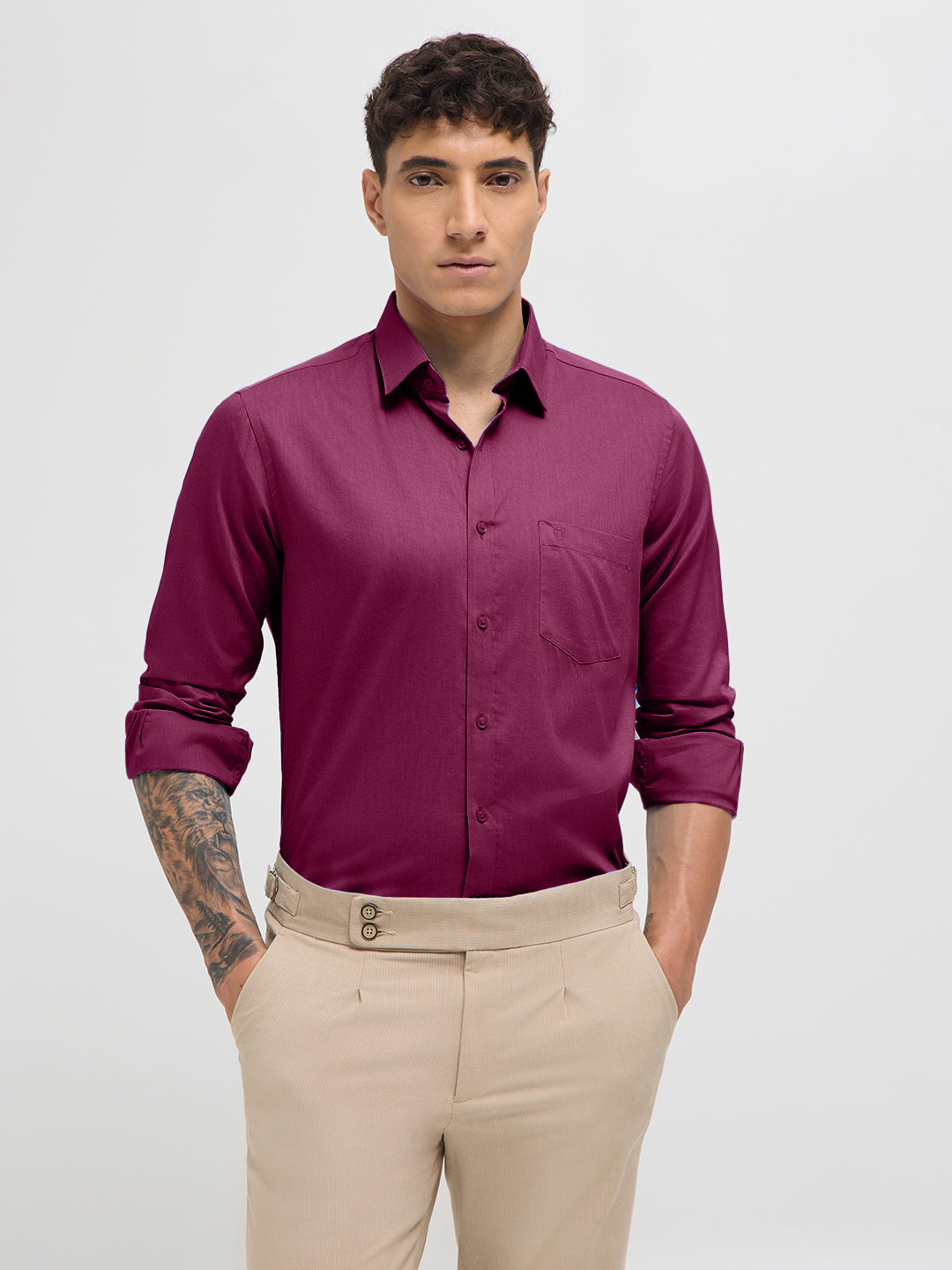 Rasberry Pink Solid Formal Shirt