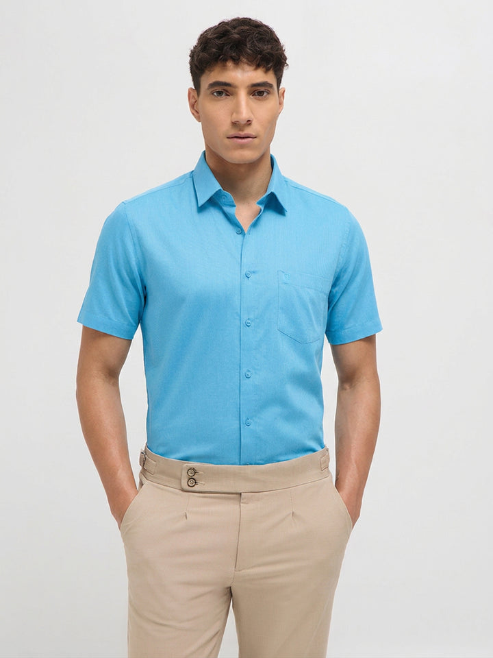Sky Blue Solid Formal Shirt