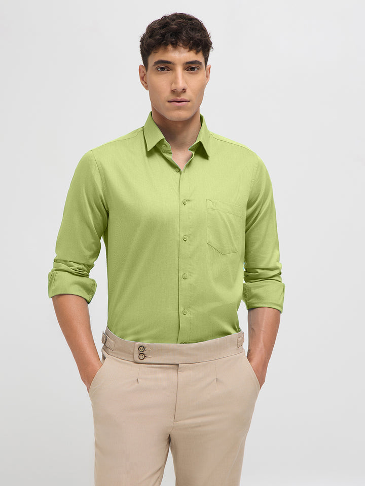 Pastel Green Solid Formal Shirt