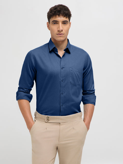 Indigo Blue Solid Formal Shirt