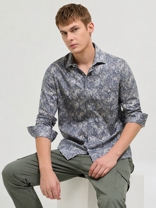 Cloud Grey Printed Casual Shirt