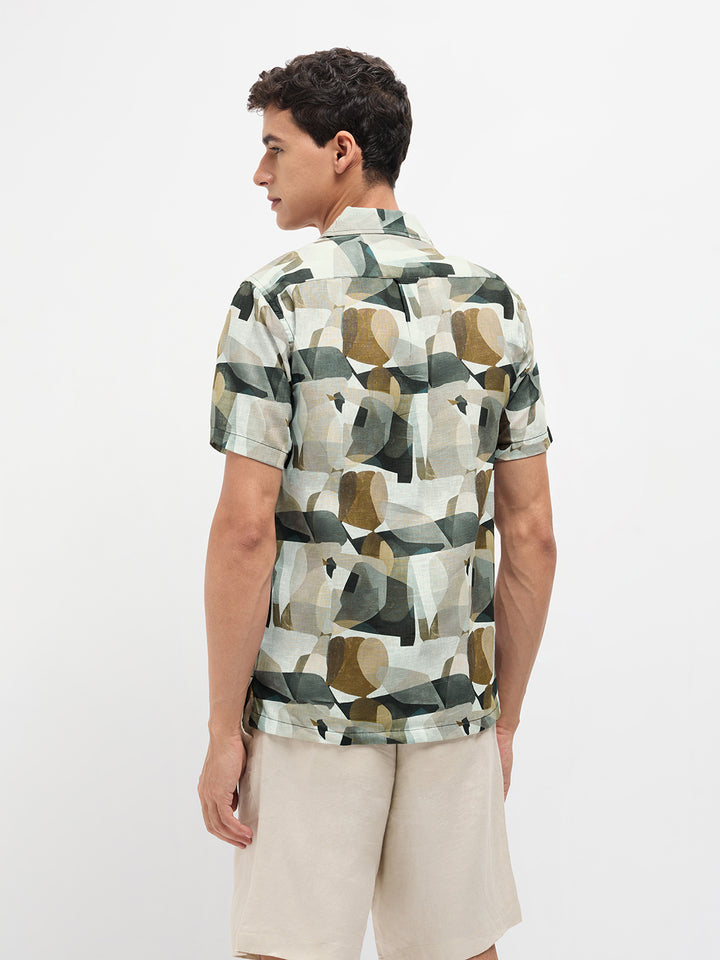 Brown Geometric Printed Casual Shirt