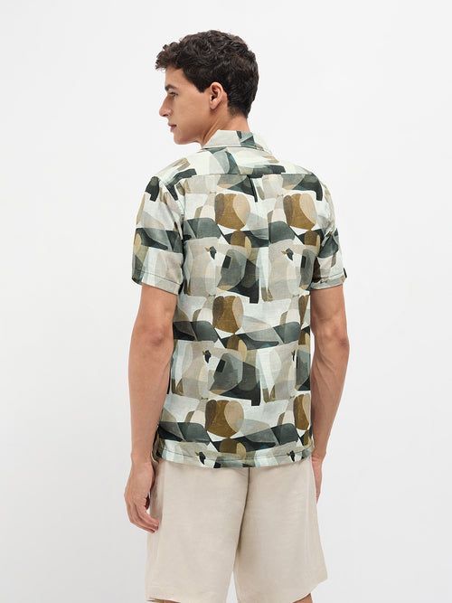 Brown Geometric Printed Casual Shirt