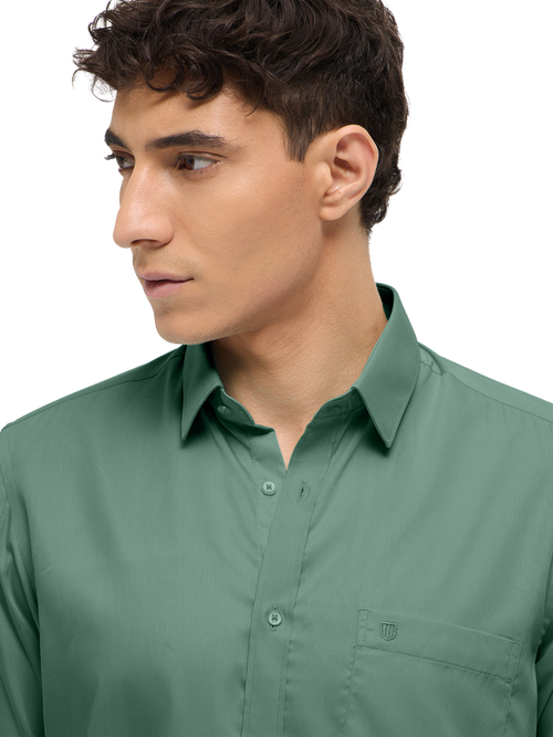 Light Green Solid Formal Shirt