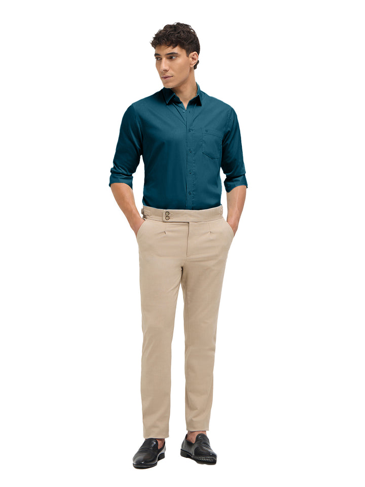 Dark Teal Green Solid Formal Shirt