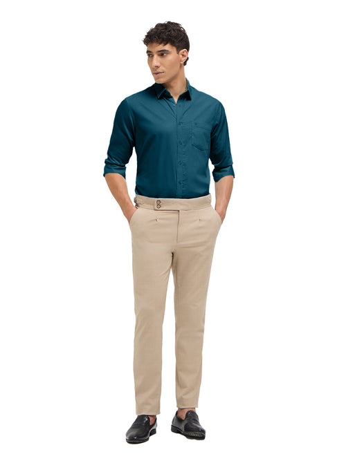 Dark Teal Green Solid Formal Shirt