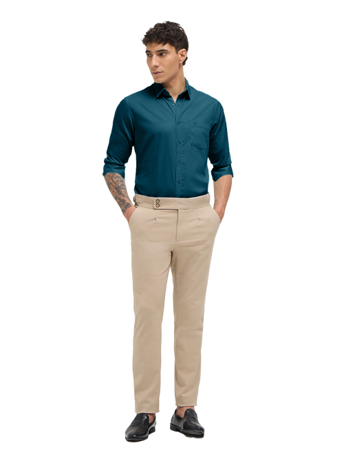 Dark Teal Green Solid Formal Shirt