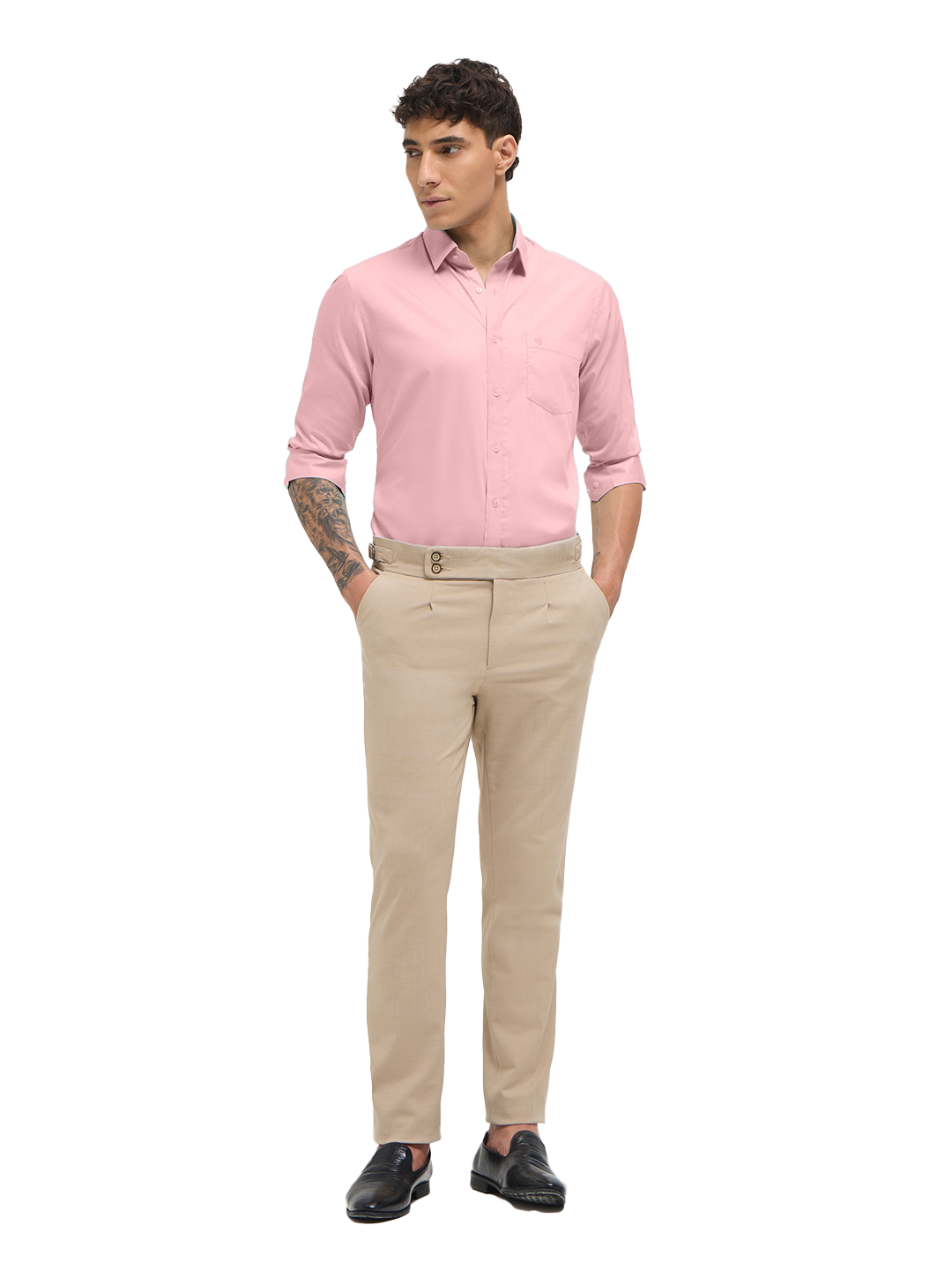 Light Peach Solid Formal Shirt