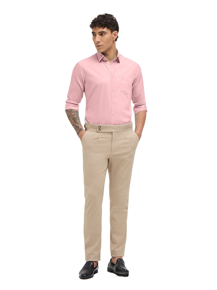 Light Peach Solid Formal Shirt