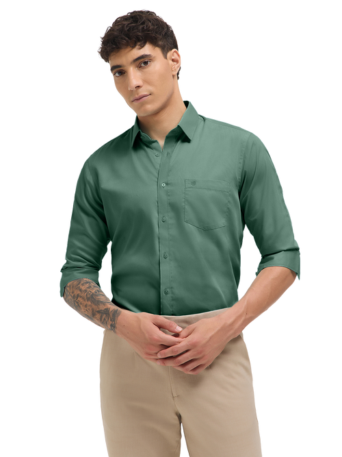 Light Green Solid Formal Shirt