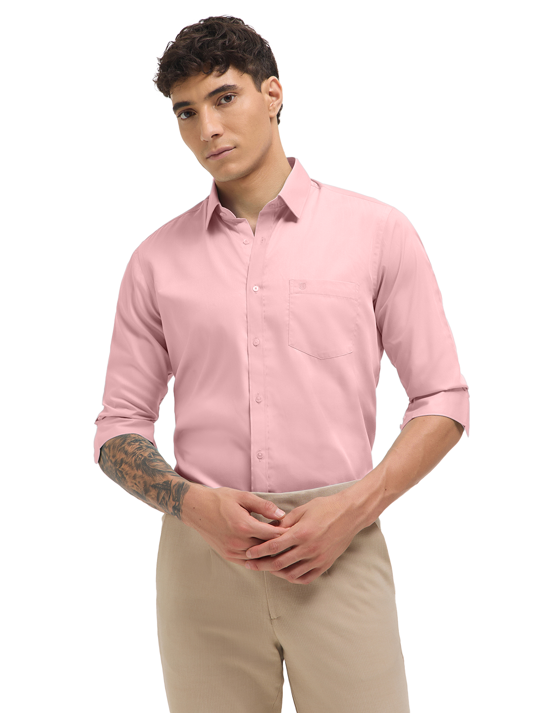 Light Peach Solid Formal Shirt