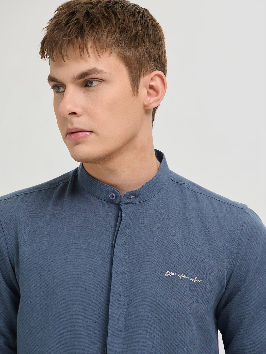 Orion Blue Textured Solid Casual Shirt